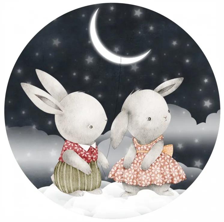 Gario Detská nálepka na stenu Dreamland - zajačiky a mesiac Rozmery: 70 x 70 cm