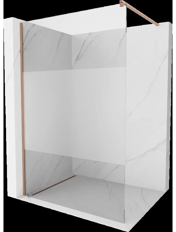 Mexen Kioto sprchová stena Walk-in 140 x 200 cm, transparentné/matné 8 mm, brúsená meď - 800-140-101-65-35