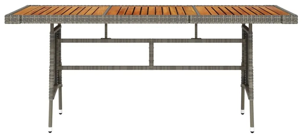vidaXL Záhradný stôl sivý 160x70x72 cm polyratan a akáciový masív