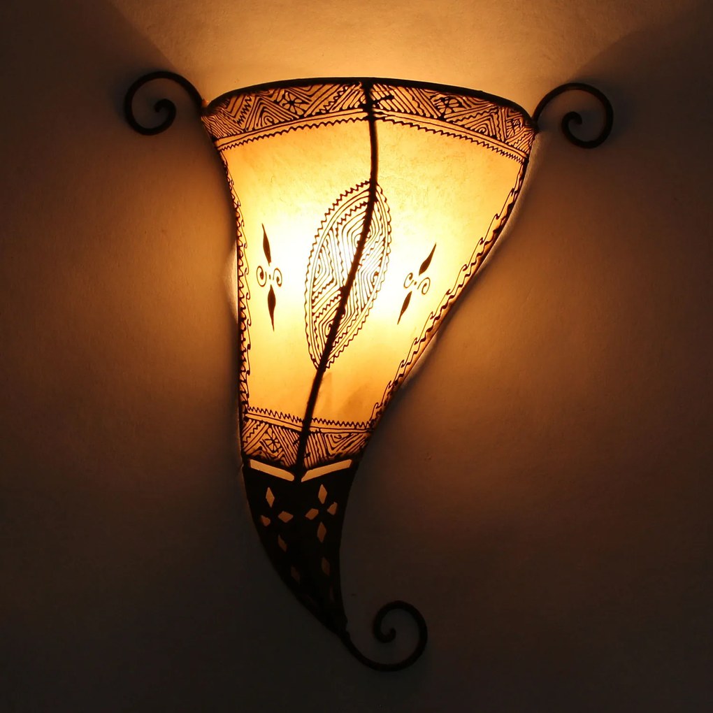 Kožená nástenná lampa Mina biela