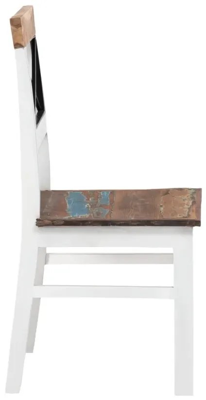 furniture-nabytek.cz - Masívna stolička Perth z recyklovaného dreva, lakovaná, biela / farebná – sada 2 ks