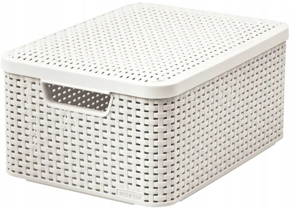 Krémovobiely plastový úložný box s vekom 29x39x19 cm Style – Curver