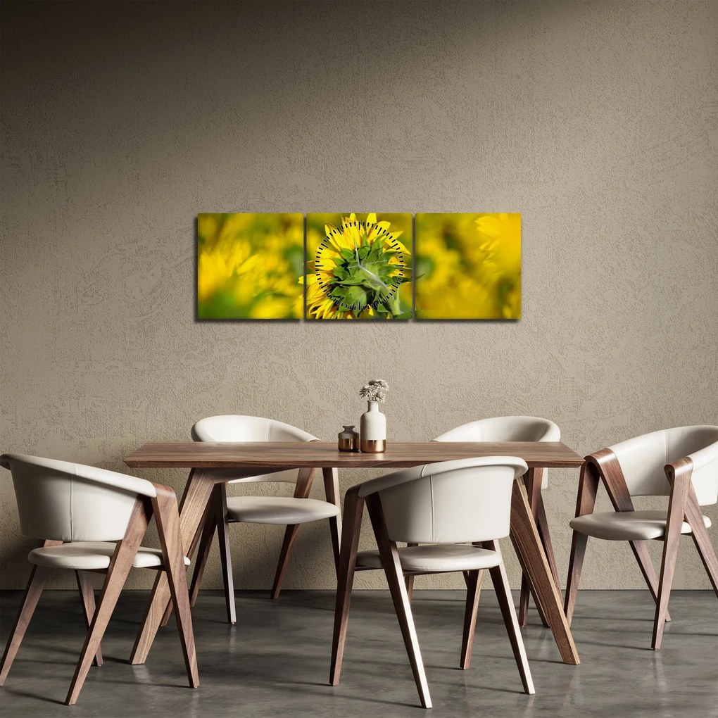 Obraz slnečnice (s hodinami) (90x30 cm)