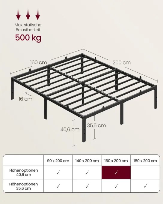 Kovová manželská posteľ 160 cm RMB155BD01