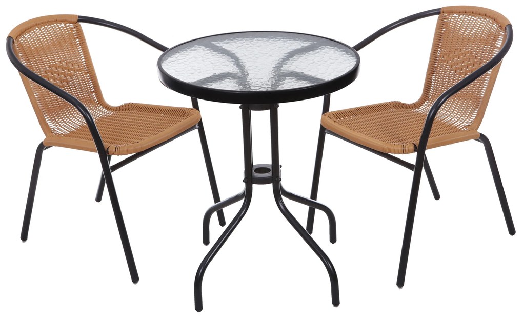 ModernHome Záhradný stôl 60 cm stolík z tvrdeného skla na záhradnú terasu