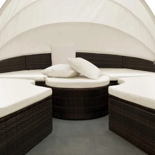 InternetovaZahrada Ratanová záhradná posteľ LAZY - hnedá 186 cm