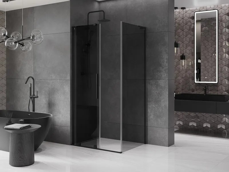 Mexen Velar L, sprchový kút s posuvnými dverami 110 x 80 cm, 8mm šedé sklo, čierna matná, 871-110-080-43-70