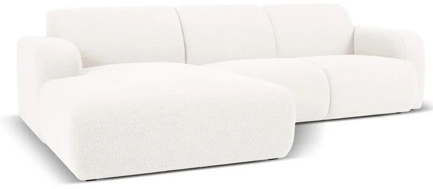 Biela rohová pohovka z textílie bouclé (ľavý roh) Molino – Micadoni Home