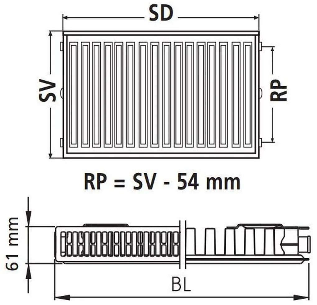 Kermi Therm X2 Profil-kompakt doskový radiátor 11 500 / 400 FK0110504