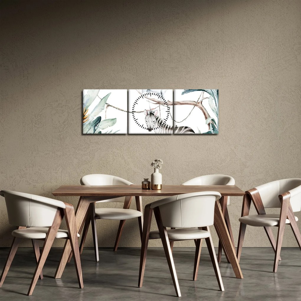 Obraz - Exotické zvieratká (s hodinami) (90x30 cm)