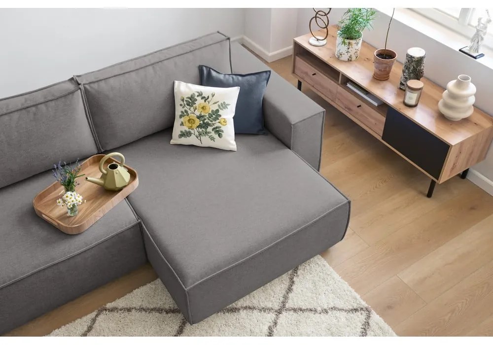 Sivá variabilná rozkladacia rohová pohovka Nihad – Bobochic Paris