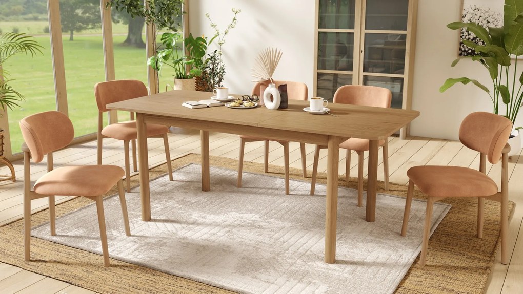 ALDO Terakota (látka Danny 204) / lakovaný dubový rám – DREVENÁ STOLIČKA DO OBÝVAČKY, JEDÁLNE A KUCHYNE V RETRO ŠTÝLE