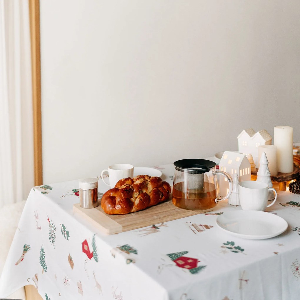 Goldea vianočný hranatý obrus z pevnej bavlny - české vianoce 120 x 140 cm