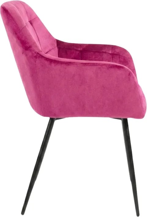 Tmavoružové jedálenské kreslo LOREN VELVET s čiernymi nohami