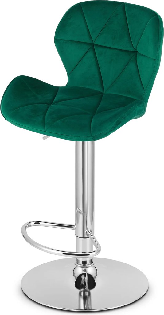 Barová stolička WEST zamatová zelená / chrómová podnož