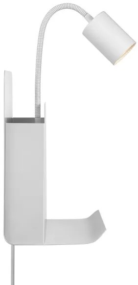 Nordlux - Nástenné svietidlo s poličkou a USB ROOMI 1xGU10/8W/230V biela