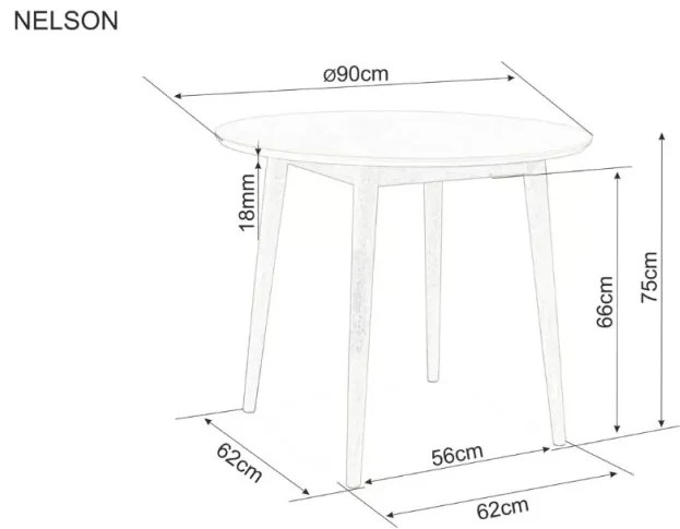 Jedálenský stôl s doskou v dekore dub NELSON 90X90