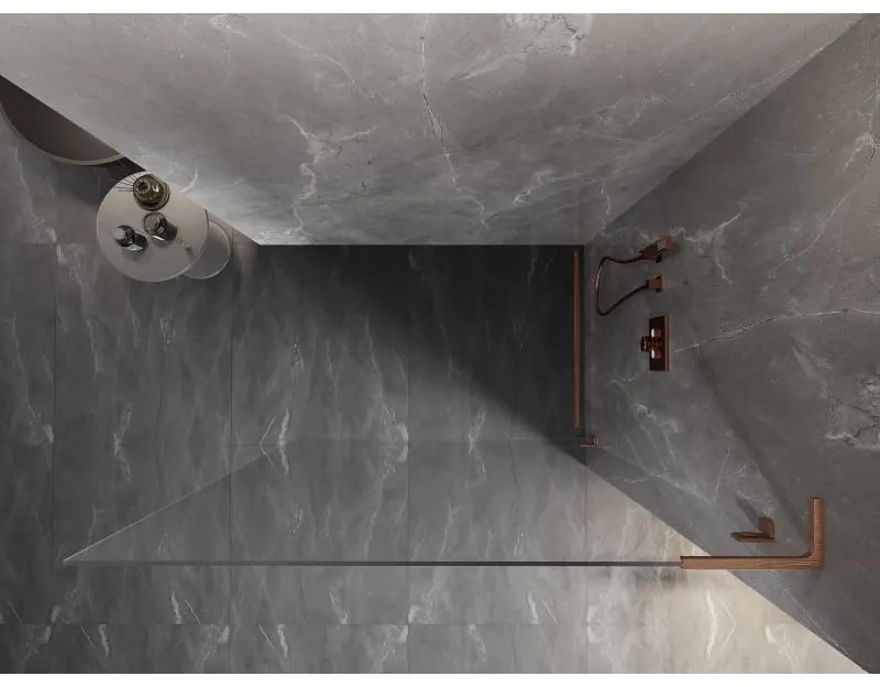 Mexen, Mexen Lunar L sprchová stena pravá 70 x 200 cm, priehľadná 8 mm, brúsená meď - 830L-070-000-65-00-P