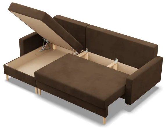 Rohová rozkladacia sedačka BLANK Comfort hnedá