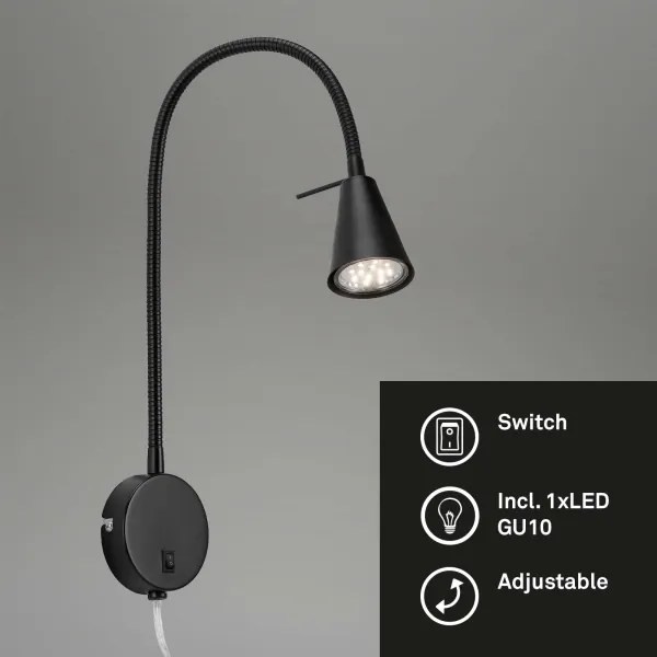Briloner 2082-015 - LED Nástenná lampa COMFORT LIGHT 1xGU10/5W/230V čierna