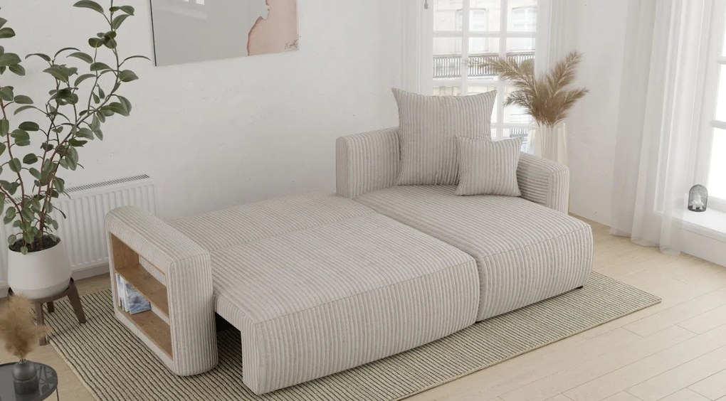 Rohová sedačka Solina (mliečna) (P). Akcia -20%. Vlastná spoľahlivá doprava až k Vám domov. 1133188