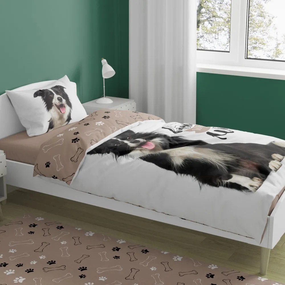 Bavlnené posteľné obliečky Border kólia - 100% bavlna - 140 x 200 cm + 70 x 90 cm