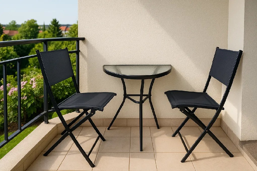 TRENDIE Zostava záhradného nábytku - 2 stoličky a stôl 70cm polovičný
