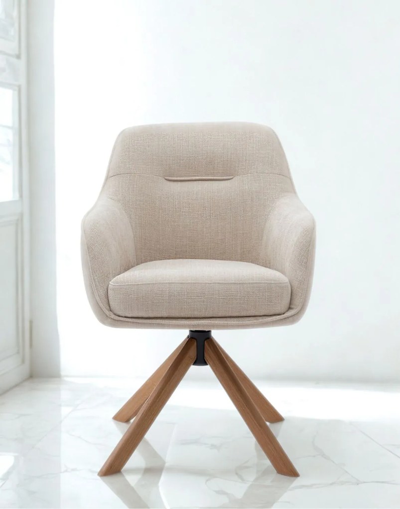 Otočná jedálenská stolička Avola – béžová, drevené nohy (53250004)