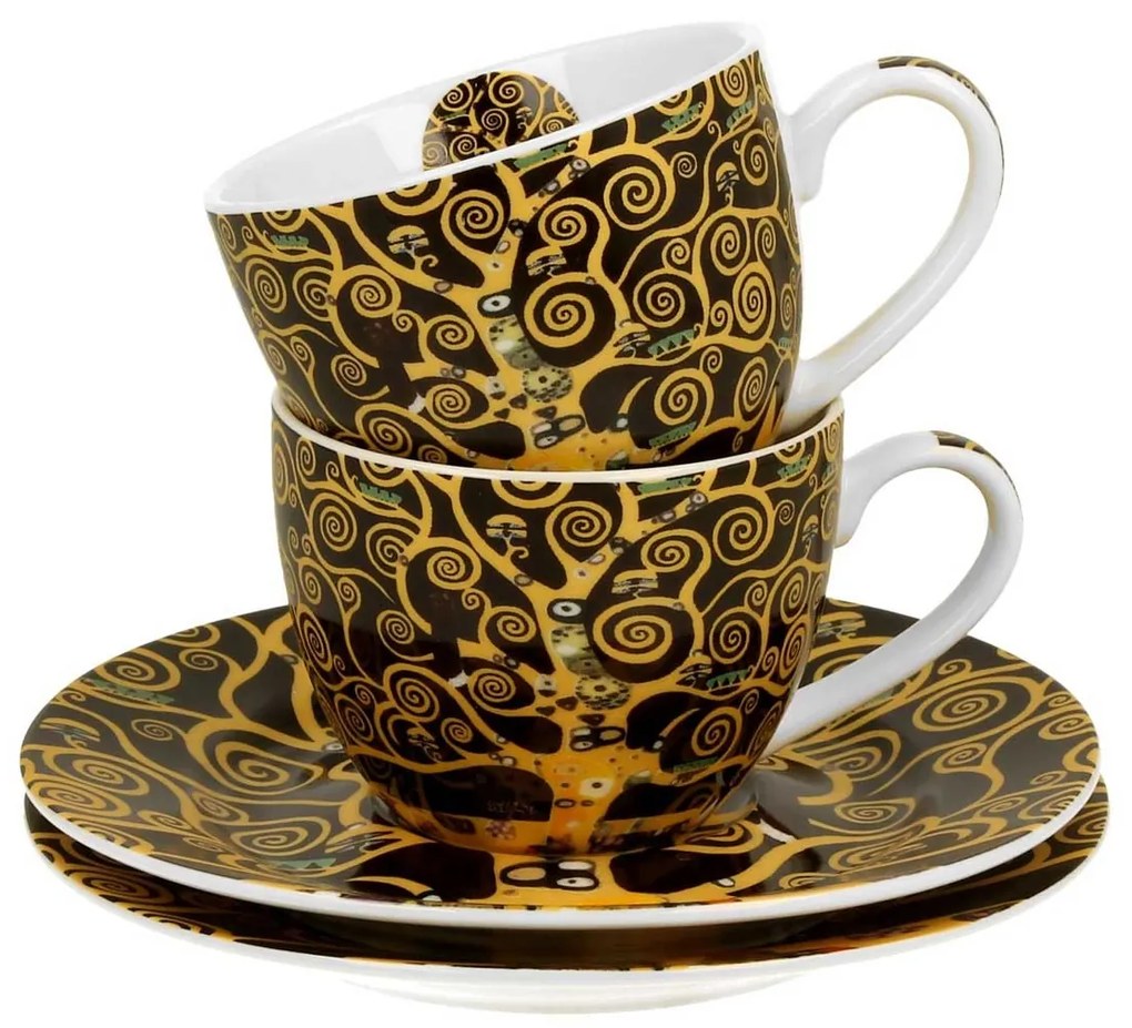 Porcelánová šálka s podšálkou Klimt Tree Of Life 90 ml sada 2ks