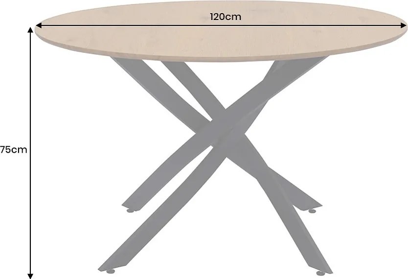 Okrúhly jedálenský stôl Pahukumaa 120 cm vzor divoký dub