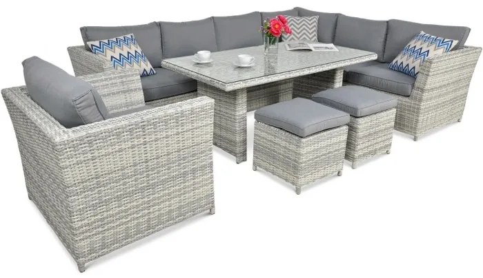 Letoss Záhradný technoratanový set MONIZ DINING PLUS, White Grey