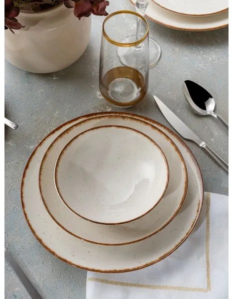 Jedálenská sada 24 ks béžová/hnedá/porcelán