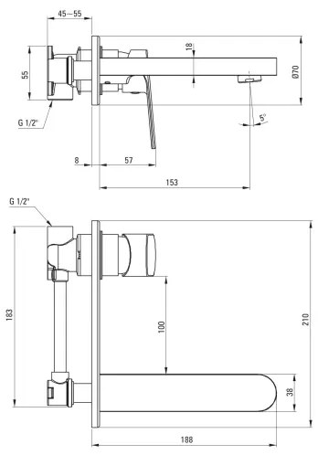 Deante BGA_N54L - umývadlová batéria ALPINIA pre podomietkovú inštaláciu, čierna