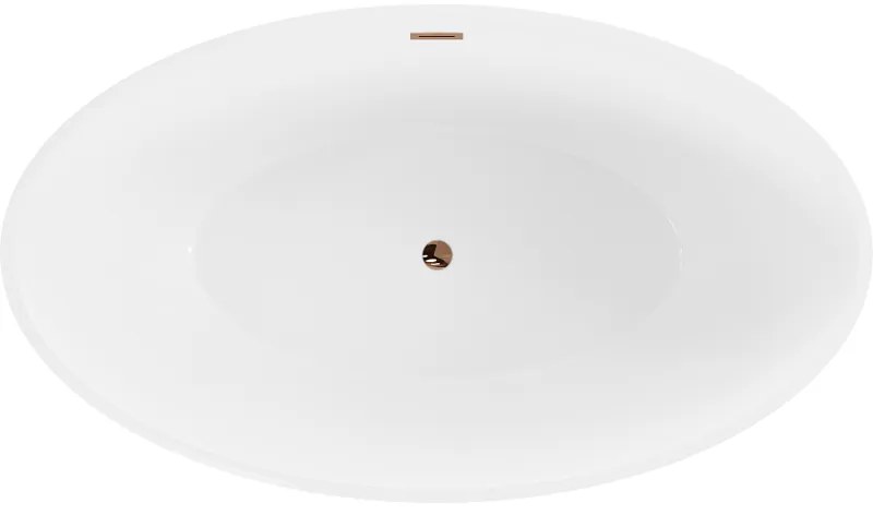 Mexen Nike, voľne stojaca vaňa 175 x 100 cm, biela-čierna, ružové zlato prepad, 54071751075-60