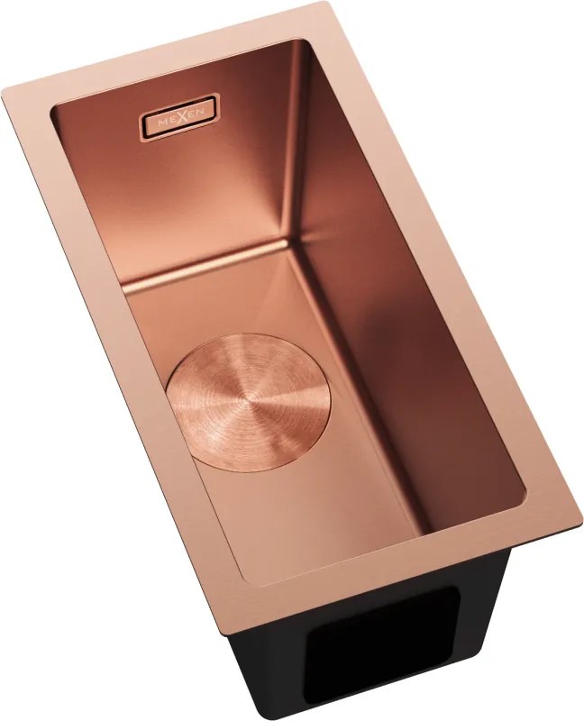 Mexen Trixo, 1-komorový nerezový drez 230 x 440 mm, brúsená meď, 6411221000-65