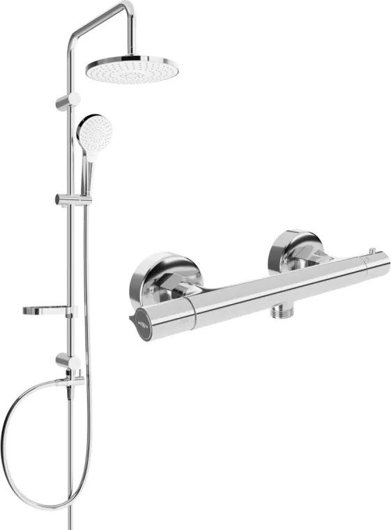 Mexen Slim Erik povrchový sprchový set s dažďovou sprchou a termostatickou sprchovou batériou, chróm - 77105205-00