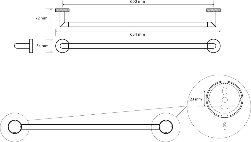 Sapho Sapho, LARISSA držiak uterákov 600x72mm, chróm, WS010