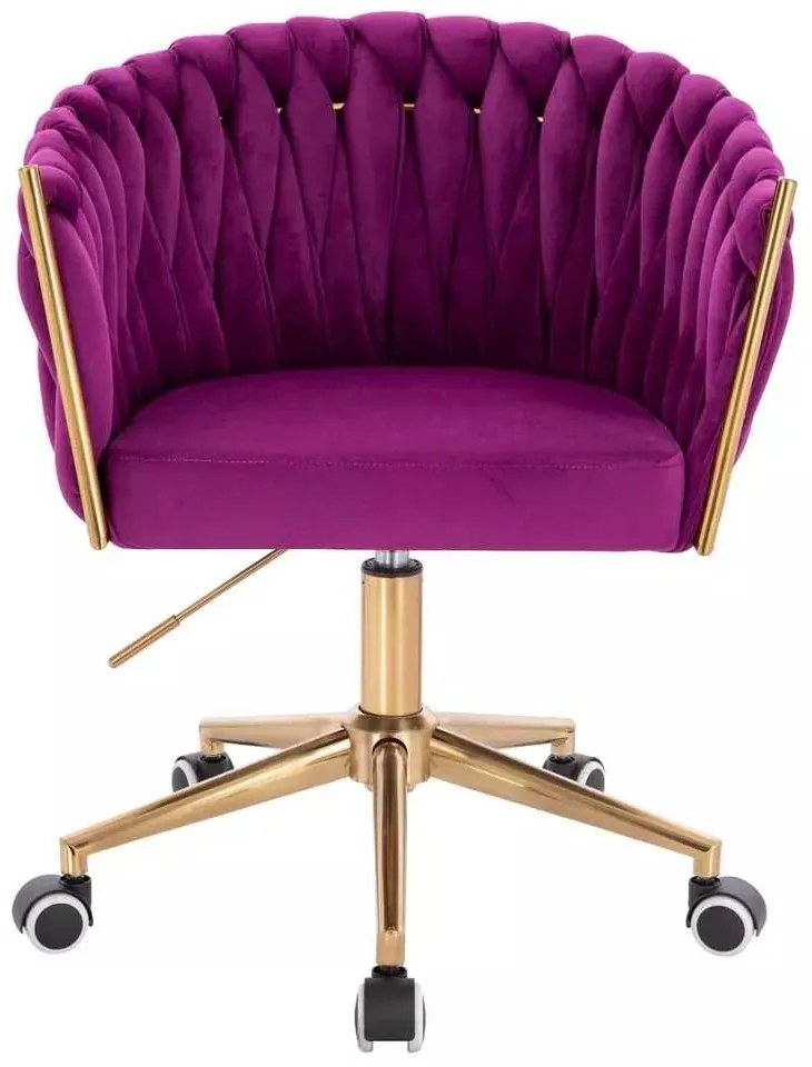 LuxuryForm DESIGN Kreslo NORDEN VELUR na zlatej podstave s kolieskami - fuchsia