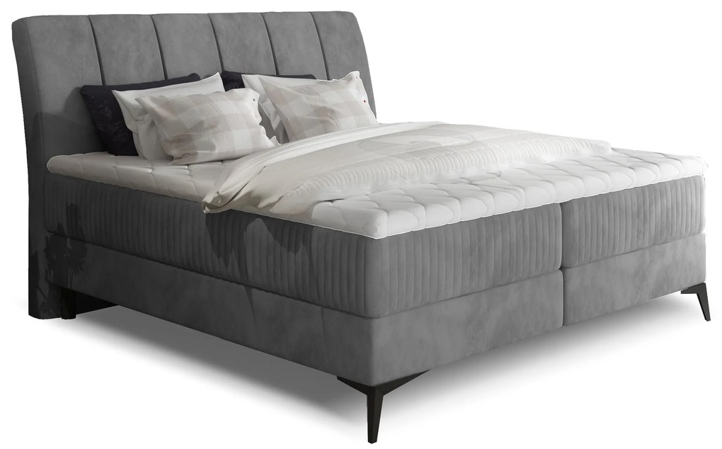 Manželská posteľ Boxspring 140 cm Alberto (tmavosivá) (s matracmi). Vlastná spoľahlivá doprava až k Vám domov. 1027338
