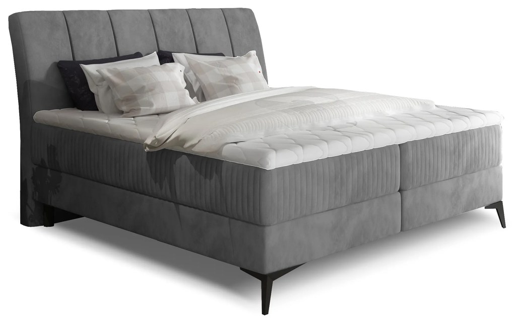 Manželská posteľ Boxspring 180 cm Alberto (tmavosivá) (s matracmi). Akcia -15%. Vlastná spoľahlivá doprava až k Vám domov. 1027392