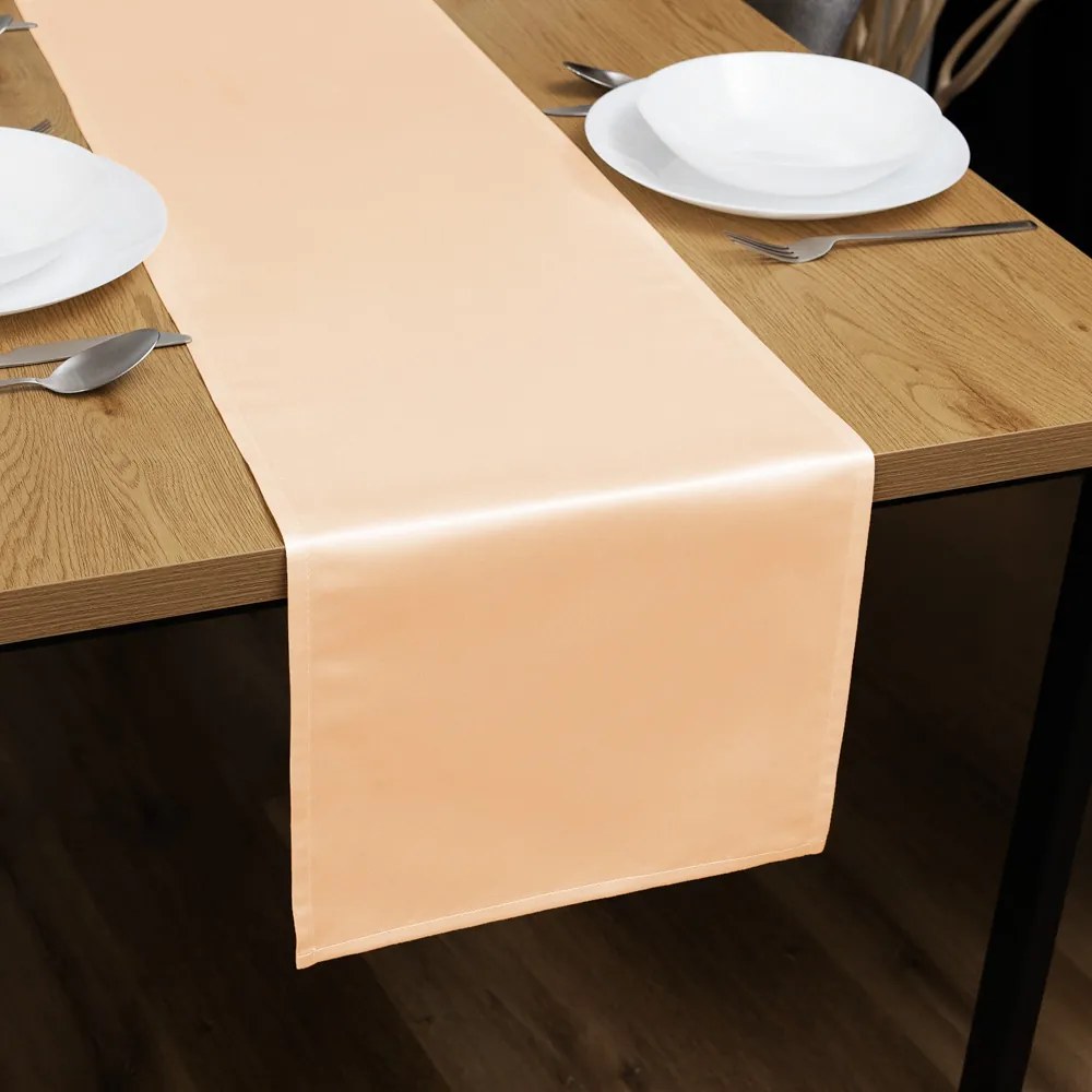 Biante Saténový behúň na stôl polyesterový Satén LUX-046 Béžový 20x160 cm