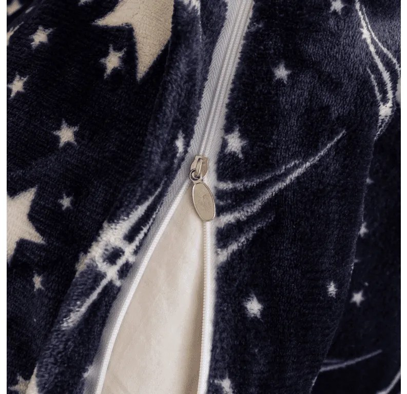 Sada 2ks mikroplyšových obliečok STARLIGHT tmavomodré + obliečka mikroplyš SOFT 180x200 cm biele, dvojlôžko