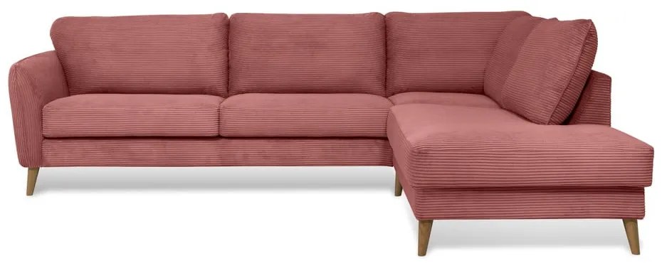 Ružová menčestrová rohová pohovka (pravý roh) Paris – Scandic