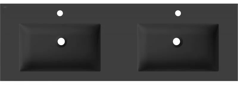 Mexen Otis, dvojité umývadlo zapustené do dosky 141 × 46,5 cm, čierna matná, 25181471D