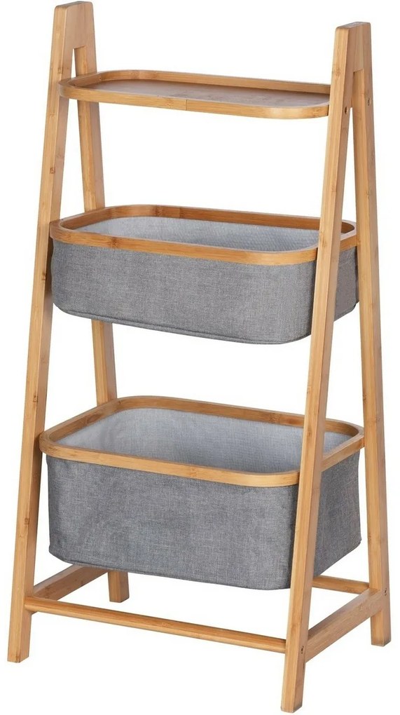 Wenko Bambusový regál s 1 policou a 2 košmi Bahari, 91 x 34 x 44 cm