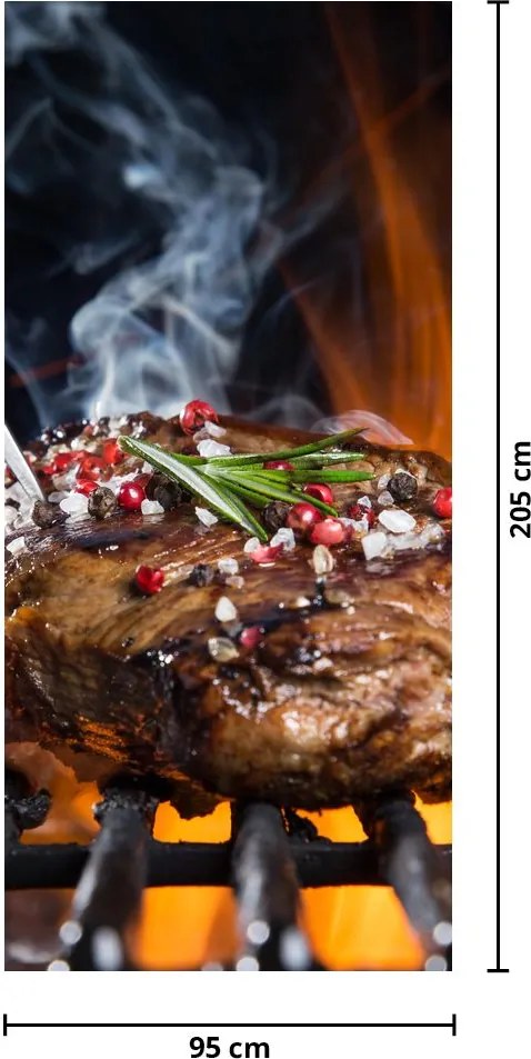Fototapeta na dvere - Steak na grile (95x205cm)