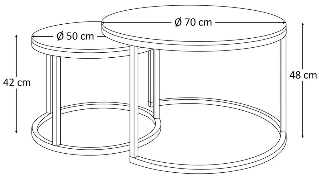 OKRÚHLY KONFERENČNÝ STOLÍK LEONARDO 2v1 DUB STIRLING + ČIERNÝ MATNÝ 50/70