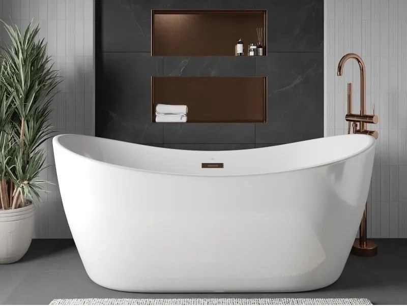 Mexen X-Wall-NR, polica na zapustenie bez príruby 75 x 30 cm, medená matná - 19C1753010