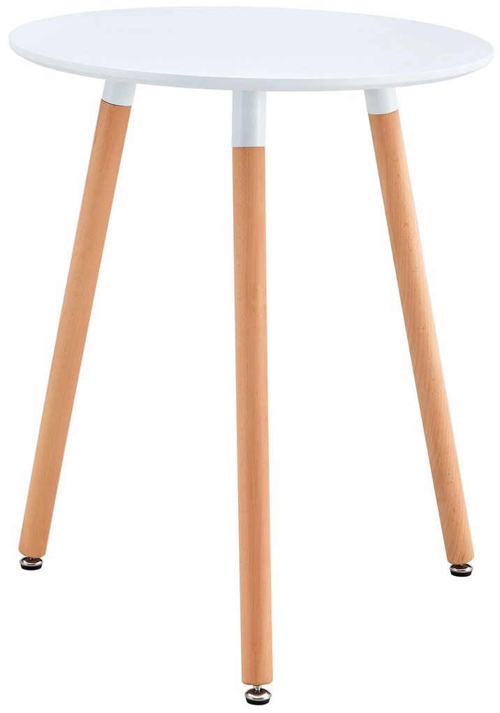 Jedálenský stôl, biela/buk, priemer 60 cm, ELCAN NEW TYP 1