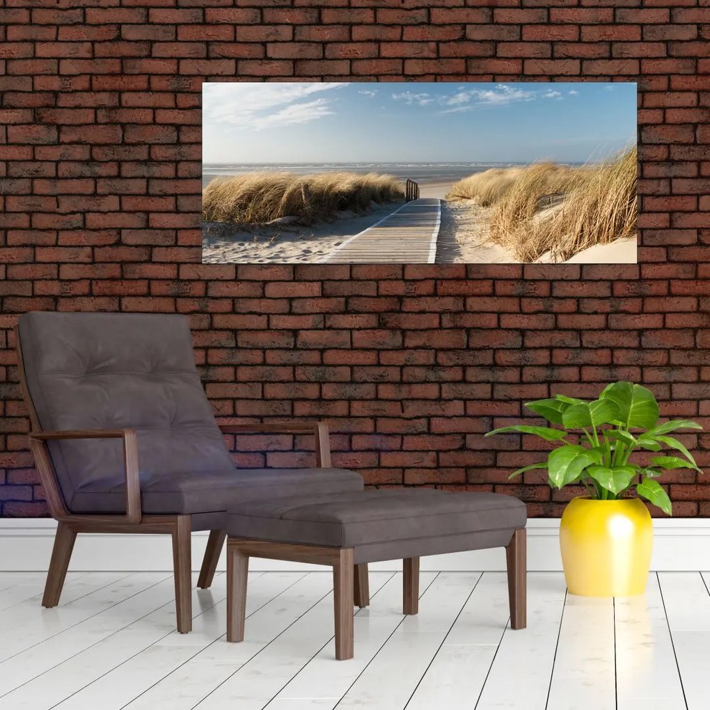 Obraz - Piesočná pláž na ostrove Langeoog, Nemecko (120x50 cm)